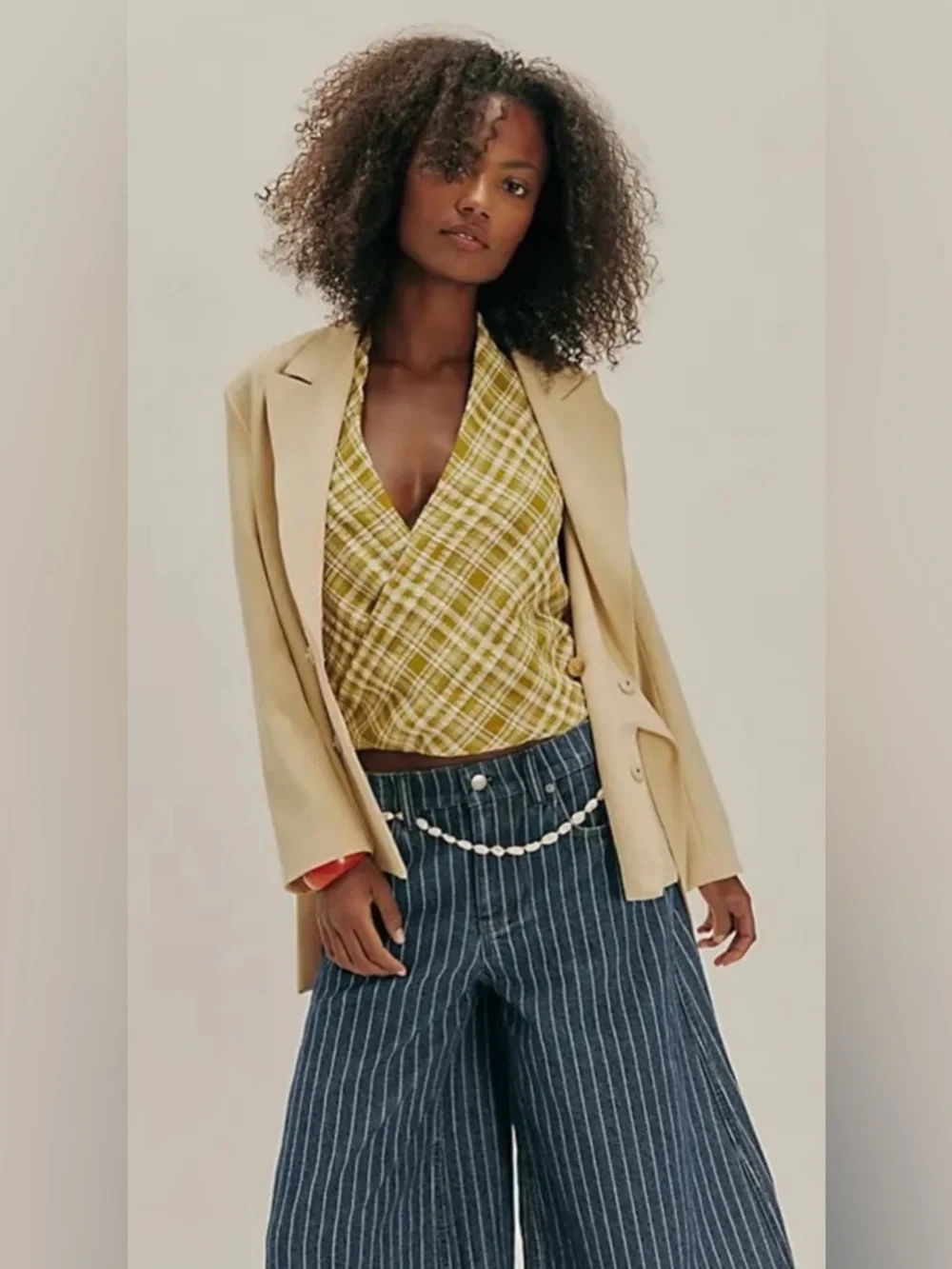 NWT Free People XS Traymore Plaid Set in Avocado 🥑 Oil Green 2 PIECE New $198 - Picture 8 of 11